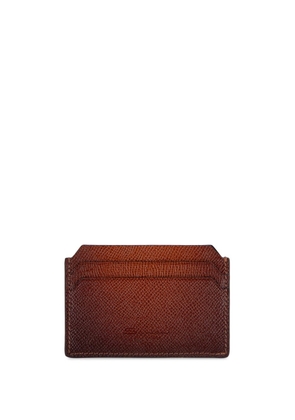 Santoni debossed-logo grained-leather cardholder - Brown