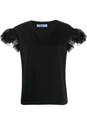 Blumarine frill sleeve T-shirt - Black