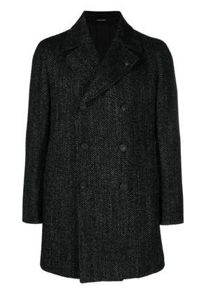 Tagliatore Stephan herringbone double-breasted coat - Black