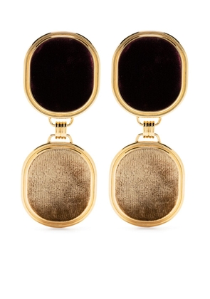 Saint Laurent Twin-Square velvet clip earrings - Gold