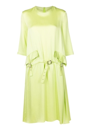 Gloria Coelho belted short-sleeved midi dress - Green