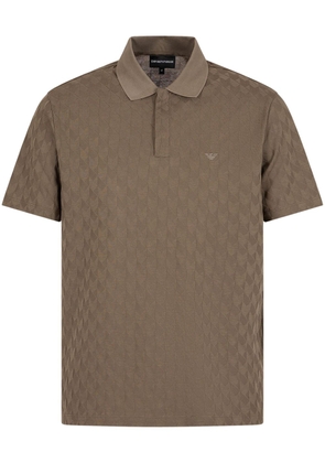 Emporio Armani patterned-jacquard cotton polo shirt - Brown