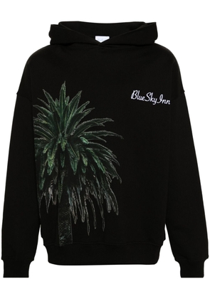 BLUE SKY INN palm tree-print cotton hoodie - Black