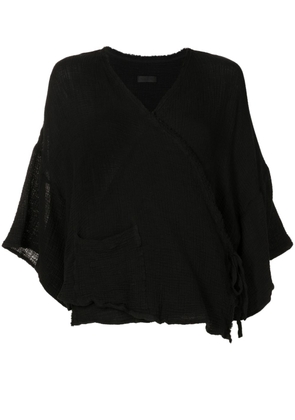 Osklen frayed V-neck cotton cardigan - Black