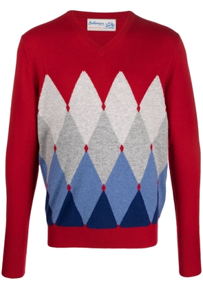 Ballantyne cashmere argyle intarsia-knit jumper - Red
