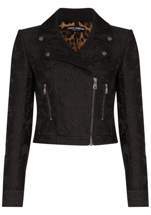 Dolce & Gabbana jacquard printed biker jacket - Black