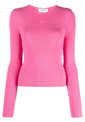 Marine Serre logo-embroidered ribbed-knit top - Pink