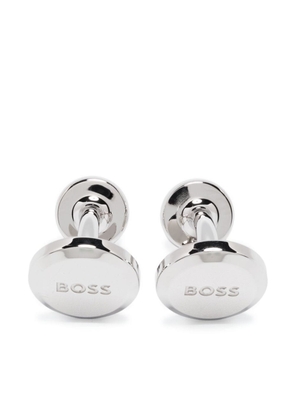 BOSS logo-embossed brass cufflinks - Silver