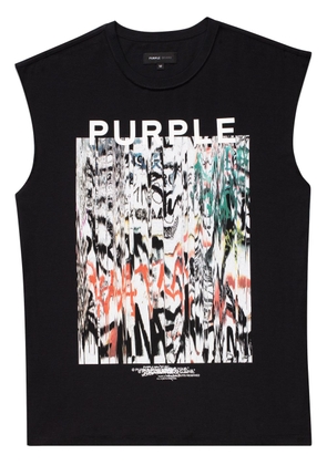 Purple Brand graphic-print cotton tank top - Black