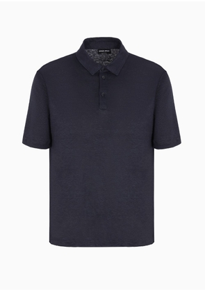 OFFICIAL STORE Short-sleeved Polo Shirt In Pure Linen Jersey