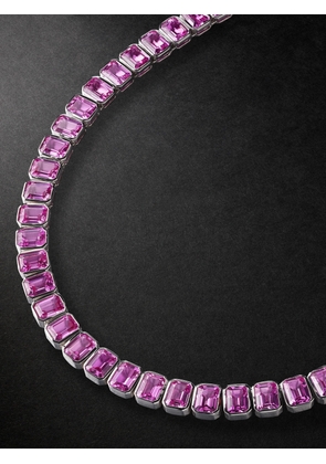 42 Suns - 14-Karat White Gold Pink Sapphire Tennis Necklace - Men - Pink