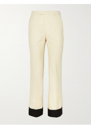 Gucci - Straight-Leg Contrast-Tipped Wool and Mohair-Blend Drill Trousers - Men - Neutrals - IT 46