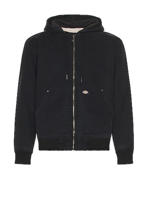 Dickies Duck Hooded Bomber Jacket in Stonewashed Black - Black. Size M (also in S, XL/1X).