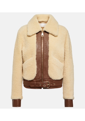 Chloé Leather-trimmed shearling jacket