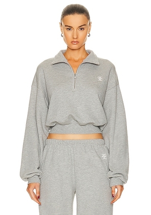 Eterne Cropped Half-Zip Sweatshirt in Heather Grey - Grey. Size XL (also in ).