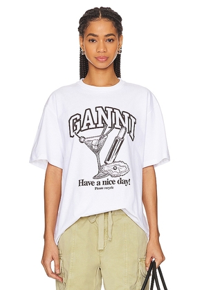 Ganni Cocktail T-Shirt in White. Size XXS.