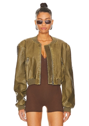 LIONESS Allure Bomber in Olive. Size L, S, XL, XS.