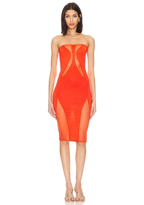 OW Collection Swirl Tube Dress in Orange. Size M, S, XL, XS.