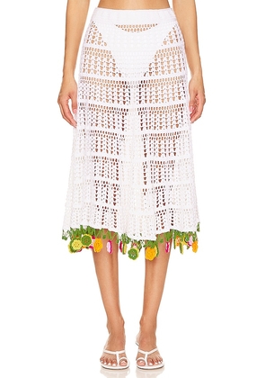 My Beachy Side X Revolve Crochet Midi Skirt in Ivory. Size L, M, S, XS.