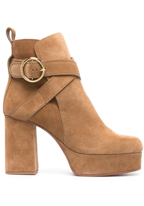 See by Chloé Lyna 97mm suede platform boots - Neutrals