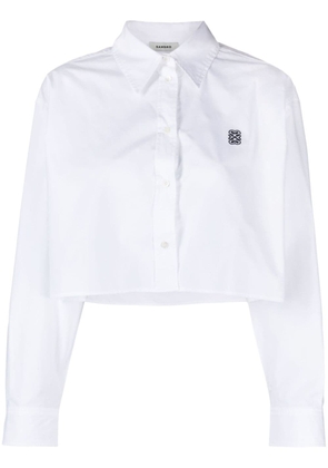 SANDRO monogram-embroidered cotton shirt - White