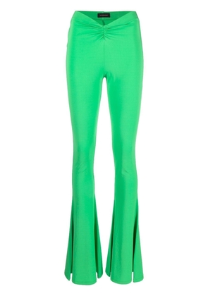 THE ANDAMANE ruched slit flared trousers - Green