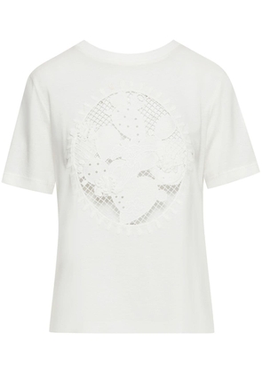 Oscar de la Renta Cactus Eyelet Guipure cotton T-shirt - White
