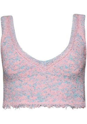 Rabanne lurex knitted cropped top - Pink
