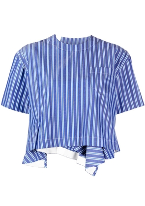 sacai ruffle-hem striped top - Blue