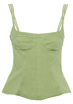 Stella McCartney corset-style cotton peplum top - Green