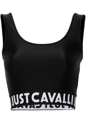 Just Cavalli logo-waistband cropped top - Black