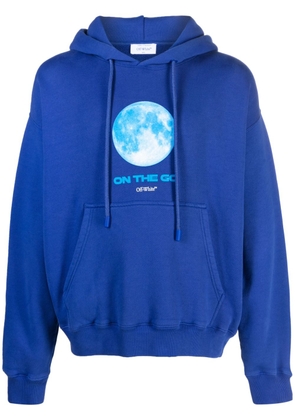 Off-White moon-print organic-cotton hoodie - Blue