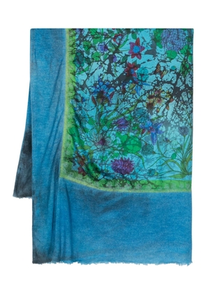 Avant Toi Work Of Art floral-panel scarf - Blue