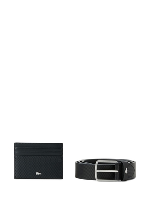 Lacoste leather belt and cardholder set - Black