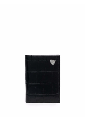 Aspinal Of London crocodile-effect bi-fold cardholder - Black