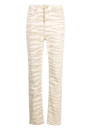 GANNI Swigy zebra-print jeans - Neutrals