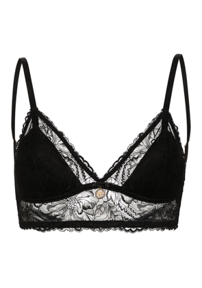 Emporio Armani lace-overlay triangle-cup bra - Black