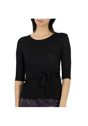 Atlein Ladies Black Front Knot Top