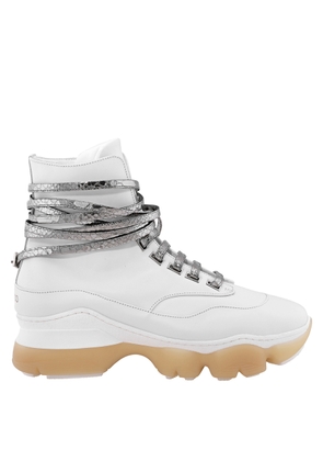 Giannico Kylie White Calf Python Detail Sneakers