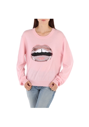 Markus Lupfer Ladies Sequin Lips Sweater in Pink