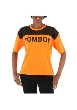 Filles A Papa Ladies Orange/Black Jersey T-Shirt With Tomboy
