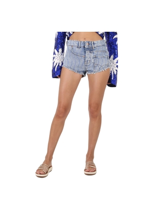 Filles A Papa Twisted Denim Shorts in Ocean Blue