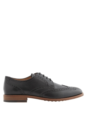 Tods Mens Black Wingtip Perforated Lace-Ups Derby