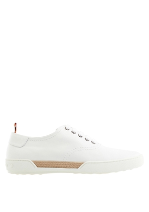 Tods Mens White Allacciato Gomma Leather Sneakers