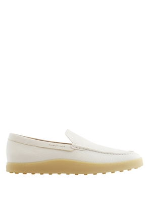 Tods Mens White Calf Leather Moccasins