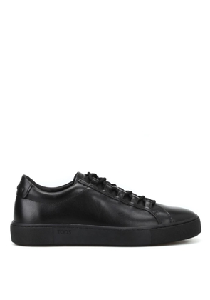 Tods Mens Black Leather Gommini Sneakers