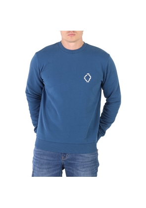 Marcelo Burlon Mens Petrol Blue Tempera Cross Print Sweatshirt