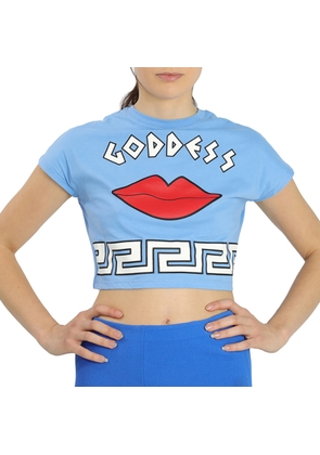 Yazbukey Ladies T-Shirt Light Blue Goddess Croptop Cotton