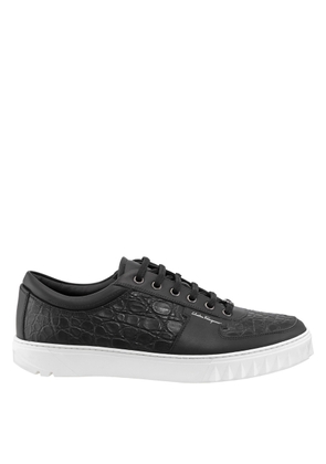 Salvatore Ferragamo Mens Scuby Black Croco Leather Low-top Sneakers
