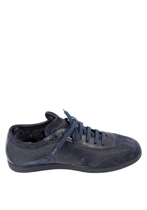 Salvatore Ferragamo Mens Benbow Low Top Suede And Leather Sneakers